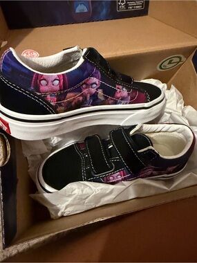 Vans demon hunters Kids Black & Purple Character Velcro Sneakers vsns